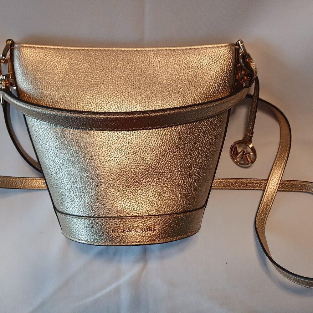 Michael Kors metallic gold bucket bag